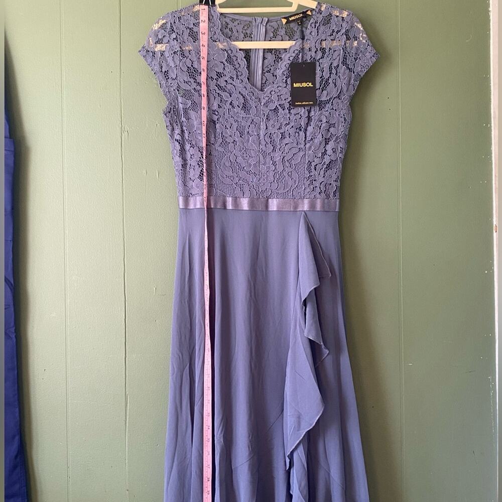 Womens Size 4-6 Dress NEW Asymmetircal Feminine Gray Formal Party Guest Midi - Picture 14 of 15